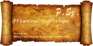 Pflanczer Szíriusz névjegykártya